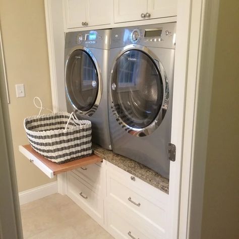 Washer And Dryer In Kitchen - Photos & Ideas | Houzz Washer Dryer Next To Refrigerator, Garage Washer And Dryer Spaces, Washer And Dryer In Kitchen, Dryer In Kitchen, Best Washer And Dryer, Ge Washer And Dryer, Egg House, Laundry Room Ideas Small Space, Laundry Center