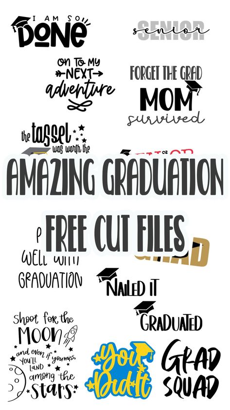 check out this list of the best graduation svg files. Twelve amazing files for you to use to create beautiful gradation projects. DIY shirts and pintables, you will love each of these ideas. Graduation Card Diy, Kinder Graduation Gifts, Cricut Graduation, Diy Graduation Cards, High School Graduation Party Decorations, Graduation Poster, Graduation Party Diy, Graduation Crafts, Diy Graduation Cap