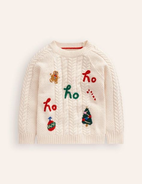 As if the heritage stitches of a cable knit jumper weren't festive enough, we've embroidered this knit with Christmassy motifs to get Minis excited for the most wonderful time of the year.