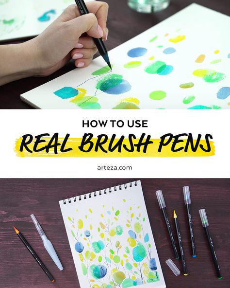 Watercolour Pens How To Use, Water Colour Pens Art Easy, Watercolor Pens For Beginners, Watercolor Pens Tutorial, How To Use Watercolor Brush Pens, Watercolour Brush Pen Art, Watercolor Brush Pen Art Ideas, Painting With Brush Pens, Brush Pen Tutorial