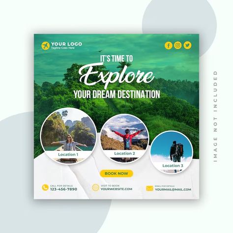 Premium PSD | PSD travel agency social media post template and instagram post design Travel Agency Instagram Post, Travel Social Media Posts Design, Travel Social Media Design, Travel Agency Social Media, Agency Social Media Post, Instagram Post Design, Agency Social Media, Social Media Post Template, Poster Background