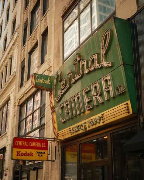 Central Camera Company vintage sign, Chicago, Illinois Chicago Vintage, Chicago Aesthetic, Chicago Pictures, Chicago Interior Design, Camera Store, Chicago Photography, Hotel Motel, Call Of Cthulhu, Posters Framed