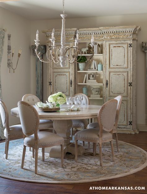 At Home in Arkansas | August 2014 | Neutral Ground French Country Dining Room Furniture, French Country Dining Rooms, French Country Dining Room Decor, Country Dining Room, French Country Dining Room, Dining Room French, Kitchen Table Chairs, Set Meja Makan, Country Dining Rooms