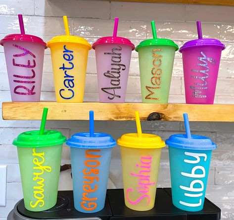 Personalized Tumblers For Kids, Kids Tumblers, Luau Party Favors, 2nd Birthday Gifts, Different Font Styles, Patrol Party, Classroom Gifts, Kids Cups, Kids Class