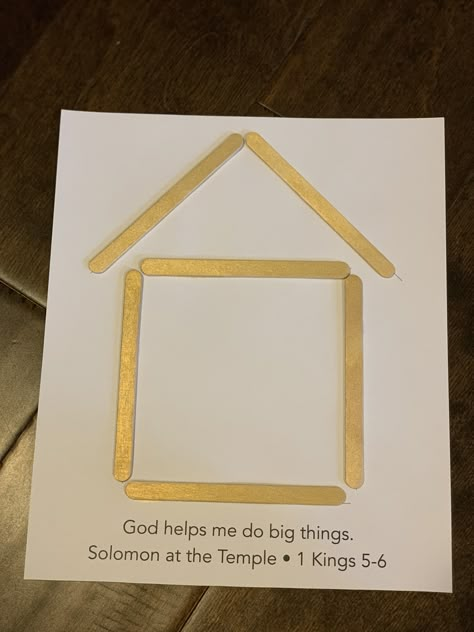 Solomon Builds The Temple Craft For Kids, Solomon Builds The Temple Craft, Temple Crafts For Kids, Solomon Builds The Temple, Preschool Church Crafts, Toddler Bible Crafts, Preschool Bible Verses, Solomon Temple, Temple Craft