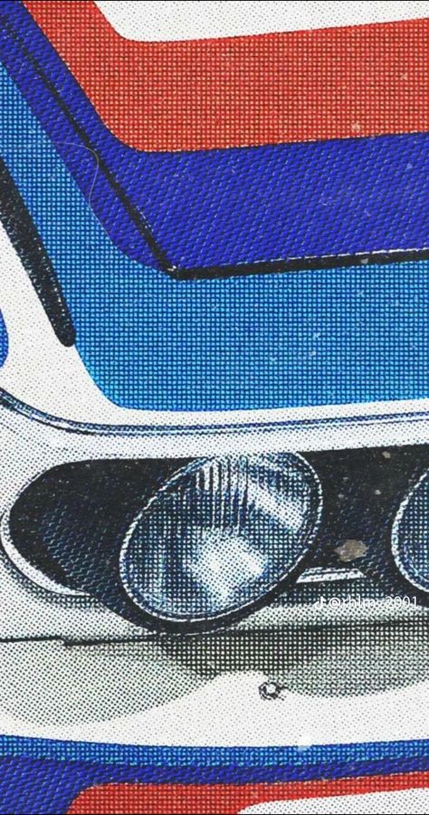 Bmw Art Car, Bmw Graphic Design, Car Racing Aesthetic, Racing Aesthetic, Halftone Art, Halftone Illustration, Vintage Racing Poster, Bmw Art, Automotive Illustration