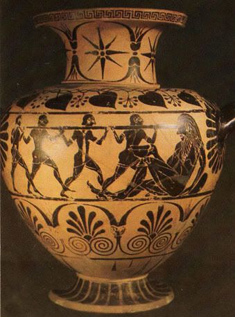 Odysseus and his men blinding the Cyclops Polyphemus Greece Mythology, Ancient Greek Pottery, Greek Symbol, Ancient Greek Art, Greek Pottery, Greek Vases, Black Figure, Ancient Pottery, Louvre Paris