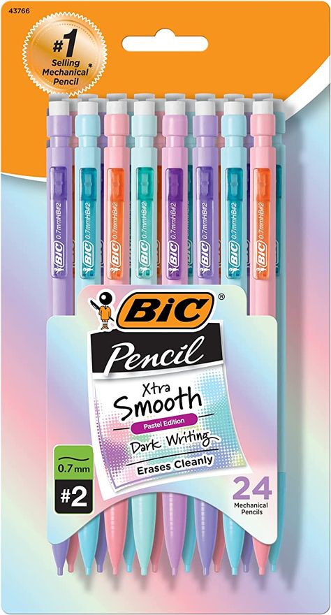 Pastel Mechanical Pencils, Pencils For School, Bic Mechanical Pencils, Bic Pencils, Middle School Supplies, Back To School List, School Wishlist, School Backpack Essentials, Preppy School Supplies