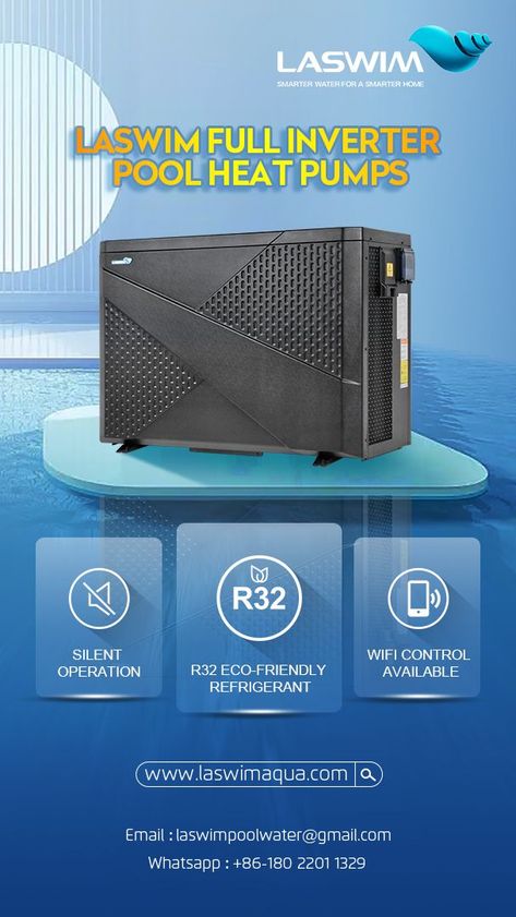 🌞✨ Dive into Ultimate Comfort with Laswim's Full-Inverter Pool Heat Pump! 💦🔥 Experience silent bliss, eco-friendly R32 refrigerant, and seamless app control – the trifecta of innovation from Laswim, pool experts since '89! 🚀🌊 👉 #LaswimPoolHeatPump #PoolComfort #InnovateWithLaswim #EcoFriendlySwim #SmartPoolControl Transform your pool experience effortlessly! 🏊‍♂️💙 Laswim – Pioneering Pool Excellence since 1989! ✨🔧 Swimming Pool Heaters, Pool Heat Pump, Heat Pump Water Heater, Led Pool Lighting, Galvanized Sheet, Spa Equipment, Pool Heater, Pool Equipment, Heat Exchanger