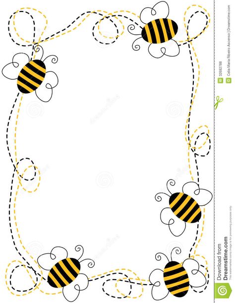 Flying Bees Frame - Download From Over 26 Million High Quality Stock Photos, Images, Vectors. Sign up for FREE today. Image: 32682788 Bee Borders And Frames, Flying Background, Bees Illustration, Bee Template, Art Border, Bee Themed Classroom, Bee Classroom, Bee Printables, Frame Download