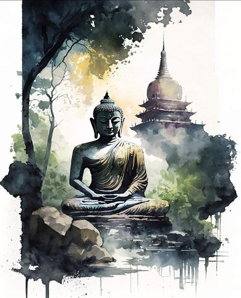 Buddha Painting Watercolor, Krishna Drawing Watercolour, Gautam Buddha Painting Canvases, Budha Painting On Canvas, Watercolour Buddha, Buddha Canvas Art, Buddha Canvas, Buddha Art Drawing, Buddha Artwork