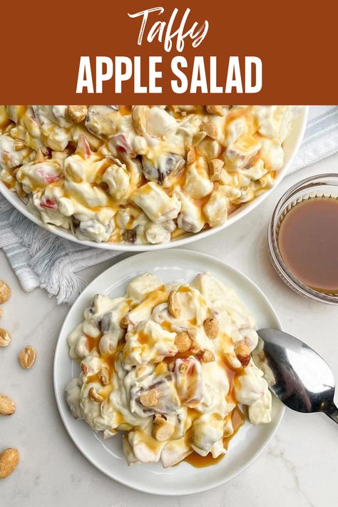 Taffy Apple Salad, Peanut Butter Salad, Salad With Pineapple, Pudding And Cool Whip, Dessert Salad Recipes, Sweet Salads, Caramel Apple Salad, Pineapple Pudding, Snicker Apple Salad