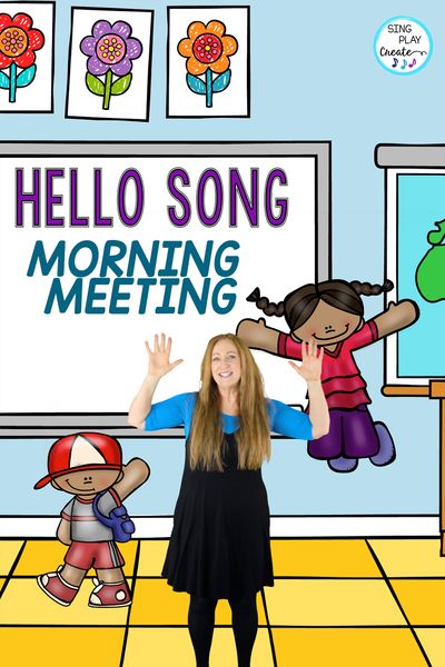 Welcome Back to School Hello Songs & Activities - Sing Play Create Hello Song For Kids, Morning Meeting Songs, Greeting Song, Welcome Songs, Elementary Music Activities, Hello Song, Elementary Music Class, Action Songs, Preschool Circle Time