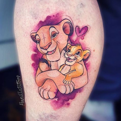 Pernilla on Instagram: “Sarabi&Simba❤ represents her and her 10month old son! Sponsored by @levgroothandel #tattoo #simba #simbatattoo #mothertattoo #disneytattoos…” Nala Tattoo, New Age Tattoo, Lilo And Stitch Tattoo, Mum Tattoo, Lion King Tattoo, Monster Tattoo, Stitch Tattoo, Tattoo Dotwork, Aberdeen Scotland