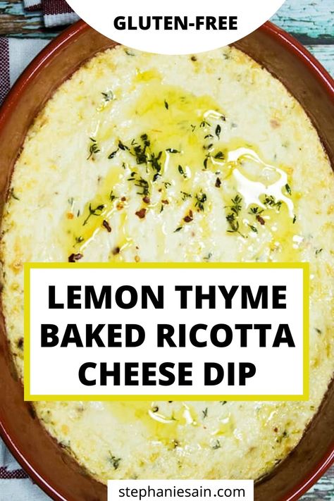 Recipes Ricotta Cheese, Ricotta Cheese Dip, Dips Appetizers, Ricotta Cheese Recipes, Baked Ricotta, Ricotta Recipes, Lemon Thyme, Vegetarian Appetizers, Entertaining Friends