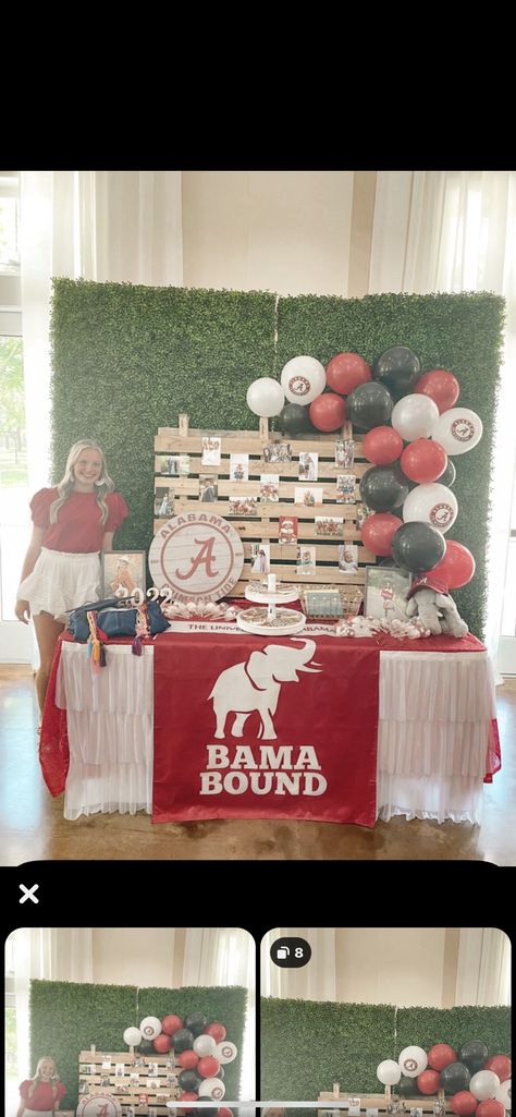 Alabama Themed Party, Bama Bound Graduation Party, Bama Graduation Party, University Of Alabama Graduation Party, Alabama Graduation Party, Uga Graduation Party, Alabama Tuscaloosa, Senior Table, Grad Party Food