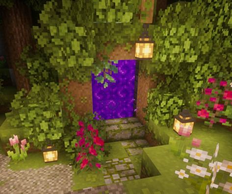 minecraft overgrown nether portal. ⋅∘☽༓☾∘⋅ resource pack: mizuno's 16 craft. shaders: nostalgia v2.3. ⋅∘☽༓☾∘⋅ #minecraft #cottagecore #fairycore #inspiration #ideas Nether Portal Cottagecore, Overgrown Minecraft Portal, Aesthetic Minecraft Portal, Cottagecore Nether Portal Minecraft, Minecraft Ideas Fairycore, Neither Portal Minecraft Idea, Fairy Circle Minecraft, Overgrown Nether Portal Design, Minecraft Cottagecore Portal