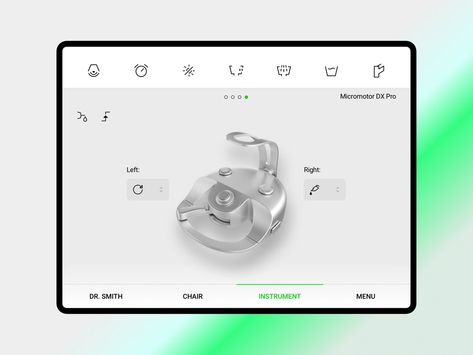 The Control App for Dental Unit / Tablet App by Stano Bagin on Dribbble Tablet Ui, Digital Landscape, Beauty Equipment, Sound Bar, Content Creation, Website Template, Ui Design, App Design, Creative Professional