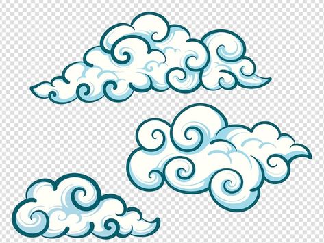 Vector set of cartoon clouds free royalt... | Premium Vector #Freepik #vector #light #sky #blue #weather Spiral Clouds Drawing, Cartoon Clouds Drawing, Sky Vector Illustration, Cloud Drawings, Air Illustration, Stylized Clouds, Sign Lettering Fonts, Kawaii Clouds, Whimsical Clouds