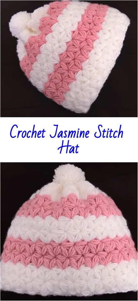 Crochet Jasmine Stitch Hat Jasmine Stitch Beanie, Jasmine Stitch Hat, Jasmine Crochet, Random Crochet, Crazy Crochet, Stitch Hat, Crochet Couture, Pinterest Diy, Hat Patterns