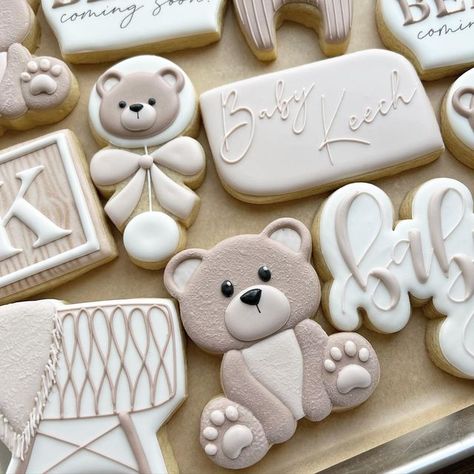 Teddy Bear Gender Reveal Cookies, Teddy Bear Baby Shower Sugar Cookies, Teddy Bear Cookies Baby Shower Boys, We Can Bearly Wait Baby Shower Cookies, Teddy Bear Cookies Decorated, Bearly Wait Cookies, We Can Bearly Wait Cookies, Bear Cookies Decorated, Teddy Bear Baby Shower Cookies