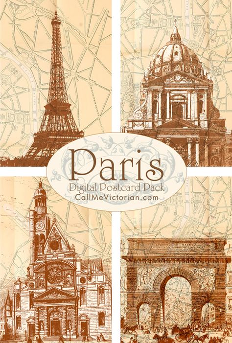 Paris digital printable postcards FREE printable Printable Postcards, Etiquette Vintage, I Love Paris, Paris Print, Paris Theme, Vintage Paris, The Eiffel Tower, Vintage Printables, Printable Image