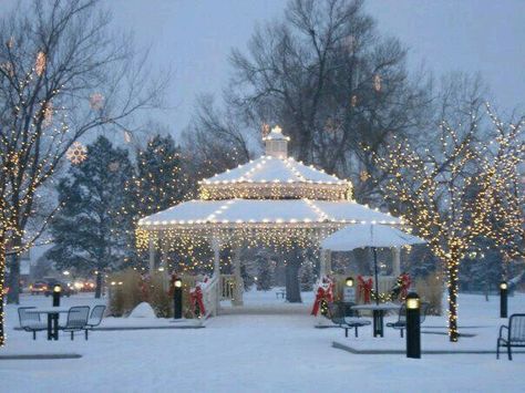 O'brien Park Gazebo in Parker, CO. The most beautiful place east of the mountains Winters Tale, Colorado Christmas, Parker Colorado, Romantic Dance, Aurora Colorado, Incredible Photos, Small Town America, Small Town Life, Beautiful Places To Live