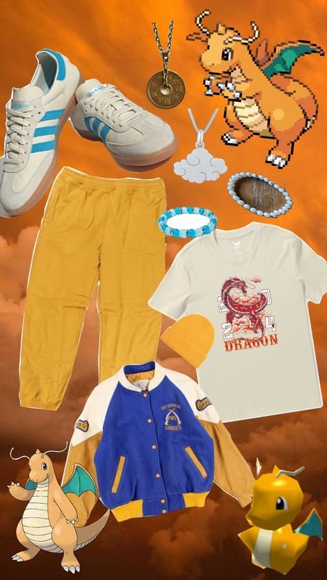 dragonite pokemon dragon outfit Pokemon Inspired Outfits, Dragonite Pokemon, Pokemon Outfits, Dragon Outfit, Pokemon Dragon, Pokemon Clothes, Anime Inspired Outfits, Inspired Outfits, Anime Inspired