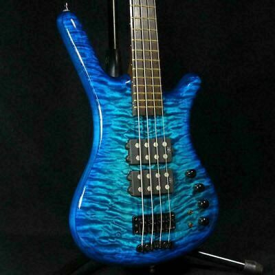 Warwick Custom Shop Corvette $$ 4st"AAAA Quilted Maple... Warwick Bass, Acoustic Bass Guitar, Fender Japan, All About That Bass, Bass Music, Fender American, Bass Guitars, Metallic Blue, Guitar Amp