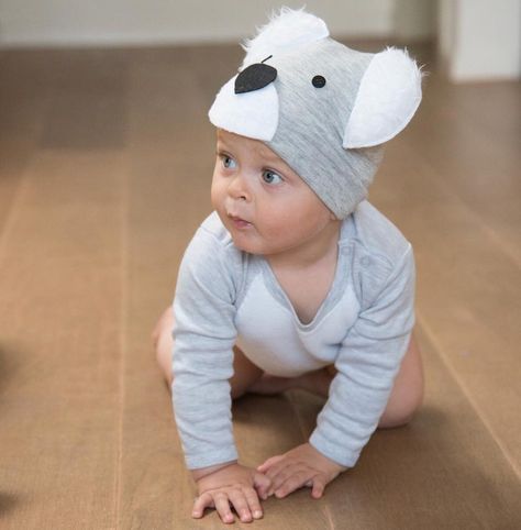 koala bear DIY costume Diy Koala Costume Kids, Bear Costume Diy, Child Halloween Costumes, Wombat Stew, Baby Animal Costumes, 2022 Costumes, Creepy Decorations, Koala Costume, Growing Sage