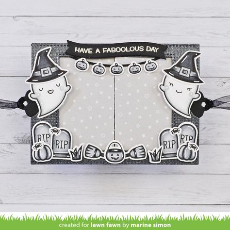 Spooky Village, Fall Paper Crafts, Frugal Wedding, Lawn Fawn Blog, Making Candles Diy, Rainy Day Crafts, Fun Pumpkins, Village Scene, Halloween Scene