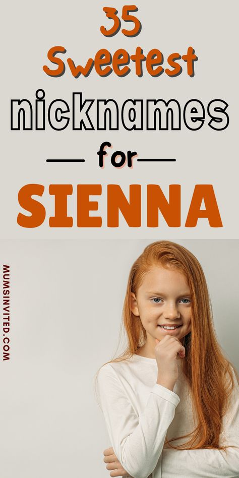 Looking for nicknames for baby girls? Here's a list of the best nicknames for Sienna. Sienna Nicknames. Girl Nicknames. Baby Girl Nicknames. Nicknames For Sienna. Baby Sienna. Sienna. nicknames for girls. cute girls names. unique girls names. Sienna Name Meaning, Nicknames For Baby Girls, Sienna Name, Girl Nicknames, Rich Girl Names, Sweet Nicknames, Preppy Girl Names, Boyish Girl Names