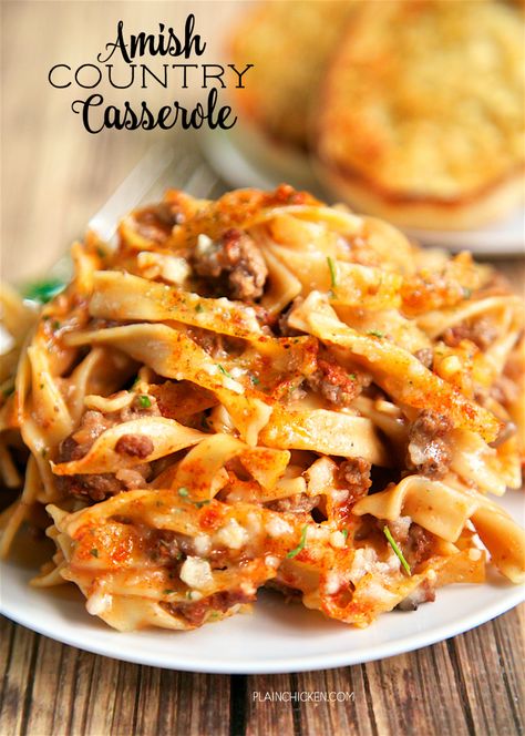 Recipes Using Egg Noodles, Amish Casserole, Amish Country Casserole, Hamburger With Egg, Egg Noodle Casserole, Garlic Milk, Country Casserole, Egg Noodle Recipes, Casserole Chicken