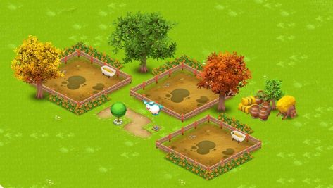 Hay Day Pig Design, Hay Day Farm Design Ideas Simple, Hayday Layout, Hayday Farm Design, Cow Pasture, Pig Pen, Farm Layout, Hat Day, Stables Design