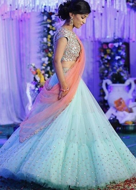 8 Different Types of Lehenga Styles Sky Blue Lehenga, डिजाइनर कपड़े, Sangeet Outfit, Anarkali Lehenga, Lehenga Choli Wedding, Lehenga Fabric, Party Wear Lehenga Choli, Work Lehenga, Bollywood Lehenga