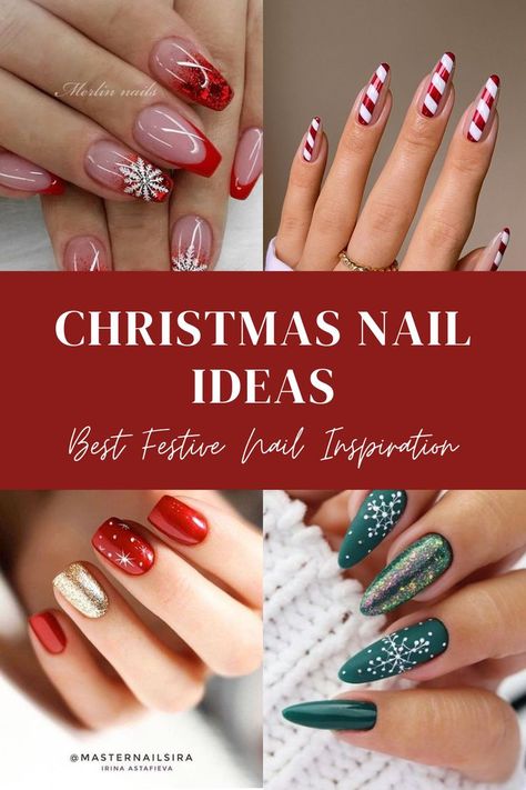 Christmas nail ideas for the festive season Xmas Gel Nails, Holiday Nail Designs Winter, Festive Nails Christmas, Gel Nails Ideas, Winter Nail Design, Nye Nails, Christmas Nail Ideas, New Years Eve Nails, Simple Video