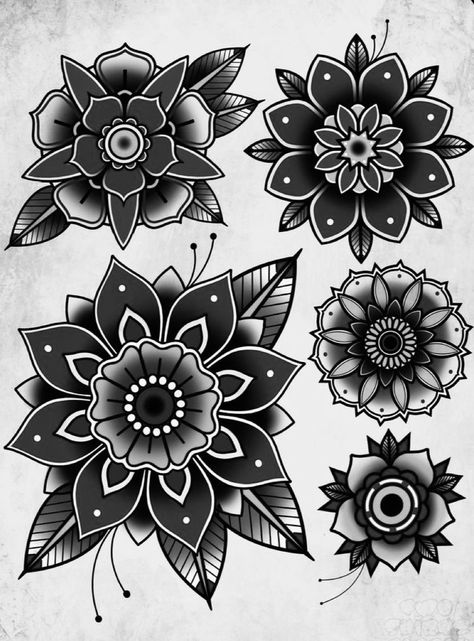 Traditional Mandala Knee Tattoo, Black And Grey Traditional Flower Tattoo, Traditional Mandala Flower Tattoo Design, Neotraditional Mandala Tattoo, Traditional Flower Mandala Tattoo, Neo Trad Elbow Tattoo, Elbow Flower Tattoo Men, Traditional Style Mandala Tattoo, Black And Grey Old School Tattoo