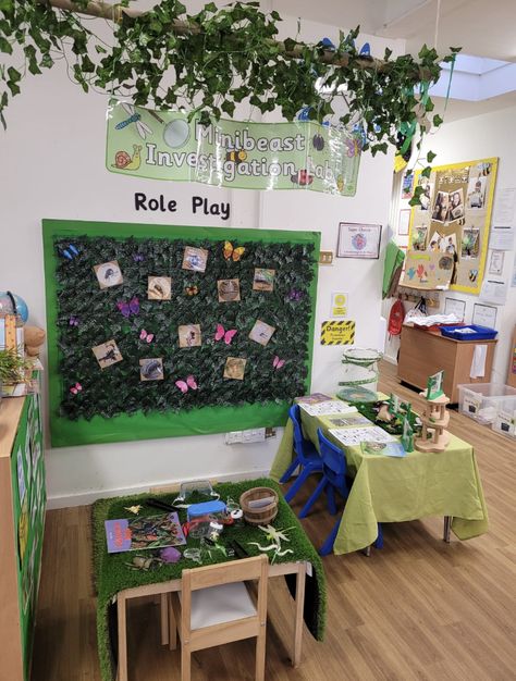 Book Area Eyfs, Eyfs Minibeasts, Owl Room, Book Area, Mini Beasts, Calm Corner, Camping Classroom, Camping Theme Classroom, Reading Area