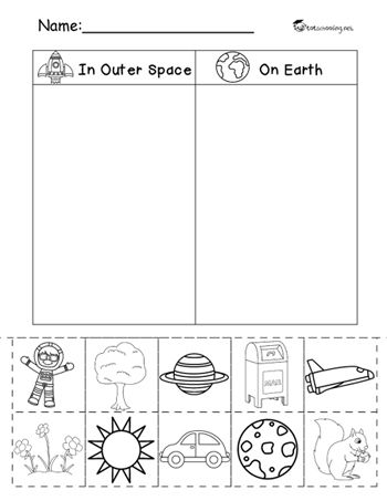 Space Projects For Kindergarten, Social Science Kindergarten, Planet Earth Worksheets For Preschool, Planets Tracing Worksheet, Space Social Studies Preschool, Kindergarten Science Worksheets Free Printable, Earth Science For Kindergarten, Planet Lesson Plans Preschool, Outer Space Kindergarten Activities