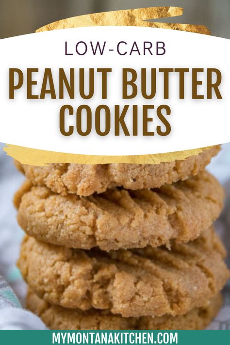 Easy to make and with only 5 ingredients, these low carb peanut butter cookies are keto friendly, sugar free, and dairy free. They're not only healthy, but they’re so delicious, everyone will love them! Low Glycemic Cookie Recipes, Low Carb Protein Cookies, Low Carb Cookies Easy, Low Calorie Peanut Butter Cookies, Low Glycemic Cookies, Keto Cookies Recipes, Sugar Free Peanut Butter Cookies, Sugar Free Oatmeal Cookies, Low Carb Cookie