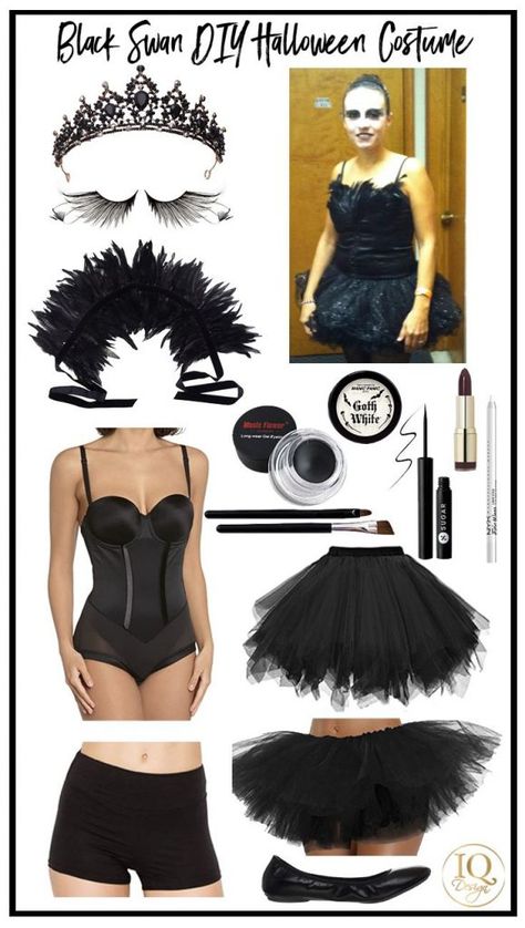 The Black Swan Costume, Dark Swan Costume, Black Outfit Costume, Black Swan Costume Ideas, Halloween Customes 2022, Halloween Costume Black, Black Swan Dress, Swan Lake Costumes Halloween, Black Swan Costume Diy