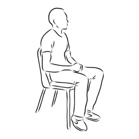 Drawing Sitting Down, Siting Pose Draw, Guy Sitting In Chair Drawing Reference, Person Sitting In Chair Drawing, Man Sitting Drawing, Person Sitting Drawing, Character Body Base, Homework Drawing, Drawing Of A Person