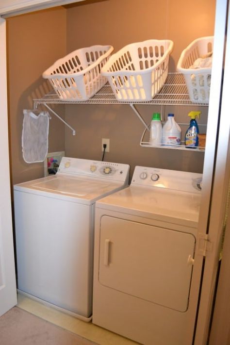 30 Brilliant Ways to Organize and Add Storage to Laundry Rooms - DIY & Crafts Laundry Room Hacks, Laundry Room Storage Shelves, Small Laundry Room Organization, Room Storage Diy, Terra Nova, Small Laundry Rooms, Butler Pantry, Small Laundry Room, Pantry Shelf