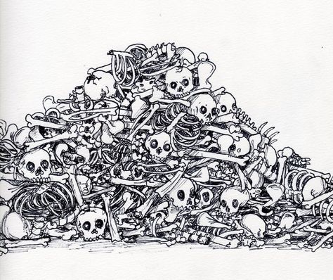 Skull Pile Drawing, Pile Of Bones Tattoo, Pile Of Bodies Drawing, Dead Body Drawing Reference, Pile Of Bones Drawing, Dead Body Reference, Pile Of Skulls Drawing, Pile Of Skeletons, Pile Of Skulls Tattoo