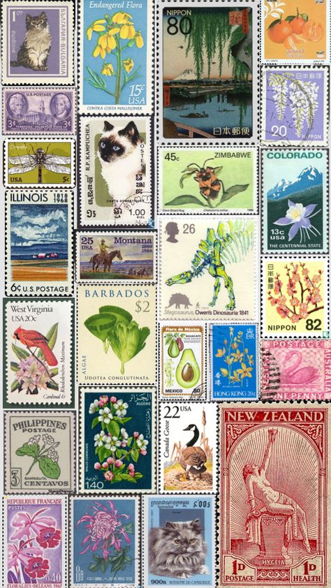 stamps! #vintage #stamps #collage #wallpaper #vintagestamps Stamp Design Ideas Art, Vintage Postage Stamps Printable, Vintage Stamps Printable, Betta Wallpaper, Stamps Aesthetic, Vintage Post Stamps, Stamps Wallpaper, Stamp Wallpaper, Tablet Aesthetic