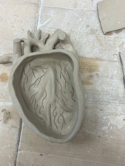 Clay Human Heart, Heart Ceramic, Heart Pottery, Biology Art, Beginner Pottery, Pinterest Diy Crafts, Sculpture Art Clay, Clay Diy Projects, Clay Crafts Air Dry