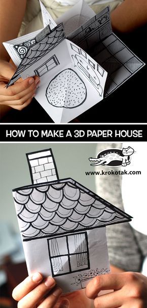 How to Make a 3D Paper House Pop Up House Template Free Printable, 3d Paper Houses, Children Activities, Paper House, Up Book, Childrens Crafts, Paper Houses, 3d Paper, Paper Toys