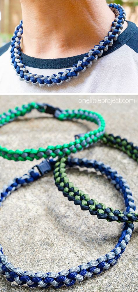 How to Make a Paracord Necklace (Easy Pattern!) Baseball Paracord Bracelet Diy, Uses For Paracord, Paracord Baseball Necklace Diy, What To Make With Paracord, Parachute Cord Necklace, Cool Paracord Ideas, 2 Color Paracord Bracelet Diy, Baseball Necklace Diy, Braided Necklace Diy