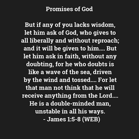 Double Minded Man Scripture, Double Minded, Promises Of God, Spiritual Motivation, James 1, Gods Promises, Healthy Mind, New Testament, The Wind