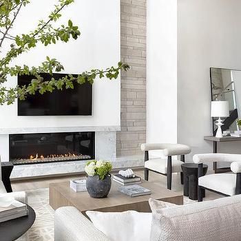 Contemporary Fireplace Wall Design Ideas - Page 8 2023 Fireplace, Two Story Living Room, Grey Stone Fireplace, Two Story Fireplace, Marble Hearth, Stone Fireplace Wall, Niche Modern, House Fireplace, Tv Over Fireplace